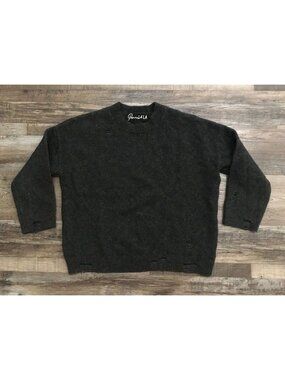 Parrish LA Womens Small Black Merino Wool Crewneck Sweater